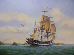 HMS Beagle in Sydney Harbour Ron Scobie 1838